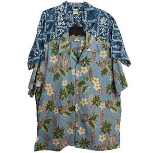 Go Barefoot Hawaiian Shirts Mens Size XL Ukulele Surf Floral Fish Beach Aloha
